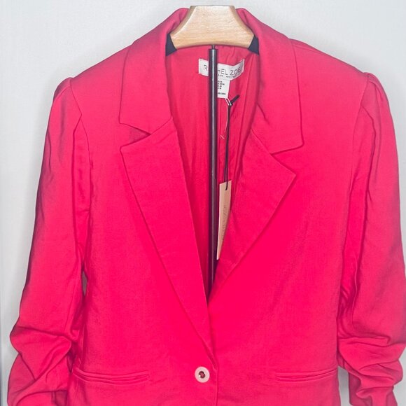 Rachel Zoe NWT Hot Pink Blazer with Ruched Sleeves Size Medium - Picture 1 of 8